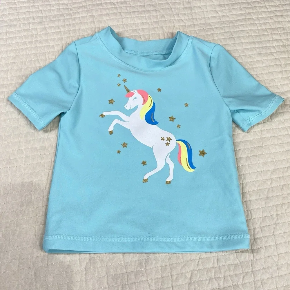 Girls Toddler 2T Summer Swimwear Top Lot Bundle 3 Watermelon Floral Unicorn